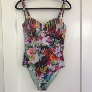 Ted Baker Floral One Piece Swimsuit 36 DD M